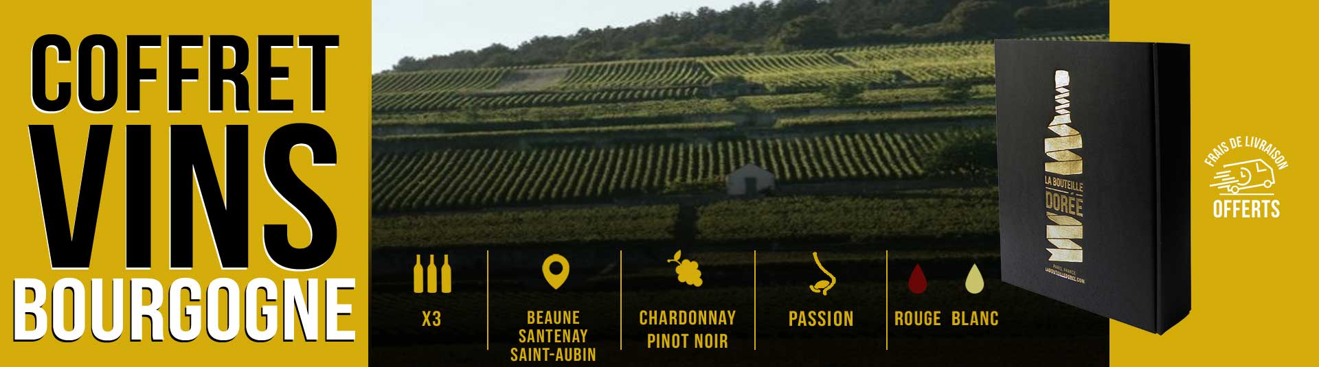Coffret vin Bourgogne Côte de Beaune Sélection 3 bouteilles