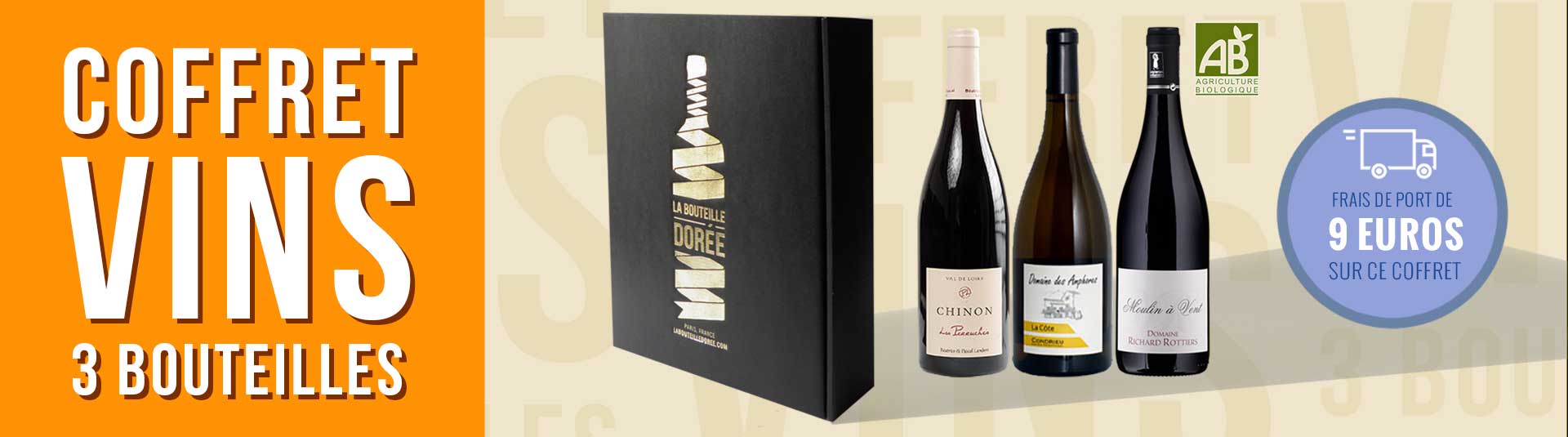 Coffret cadeau 3 vins bio 3 couleurs (blanc, rosé, rouge