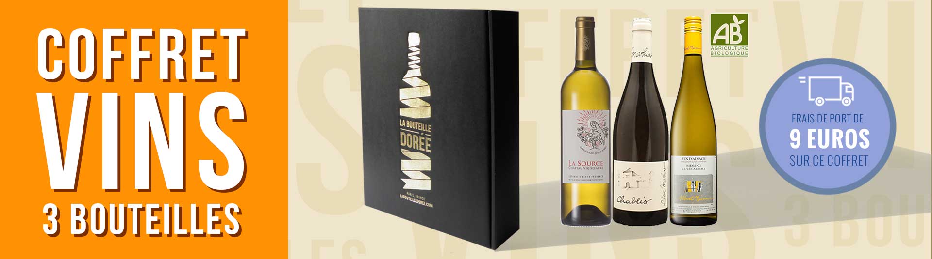 Coffret vin rouge Agriculture Biologique 3 bouteilles Coffret vin blanc Agriculture Biologique 3 bouteilles