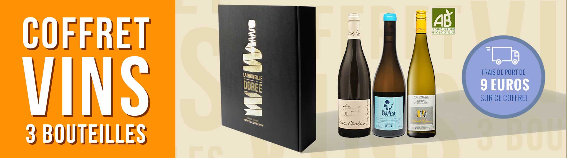 Coffret vin blanc Agriculture Biologique 3 bouteilles