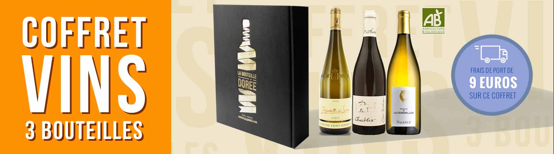 Coffret vin rouge Agriculture Biologique 3 bouteilles Coffret vin blanc Agriculture Biologique 3 bouteilles