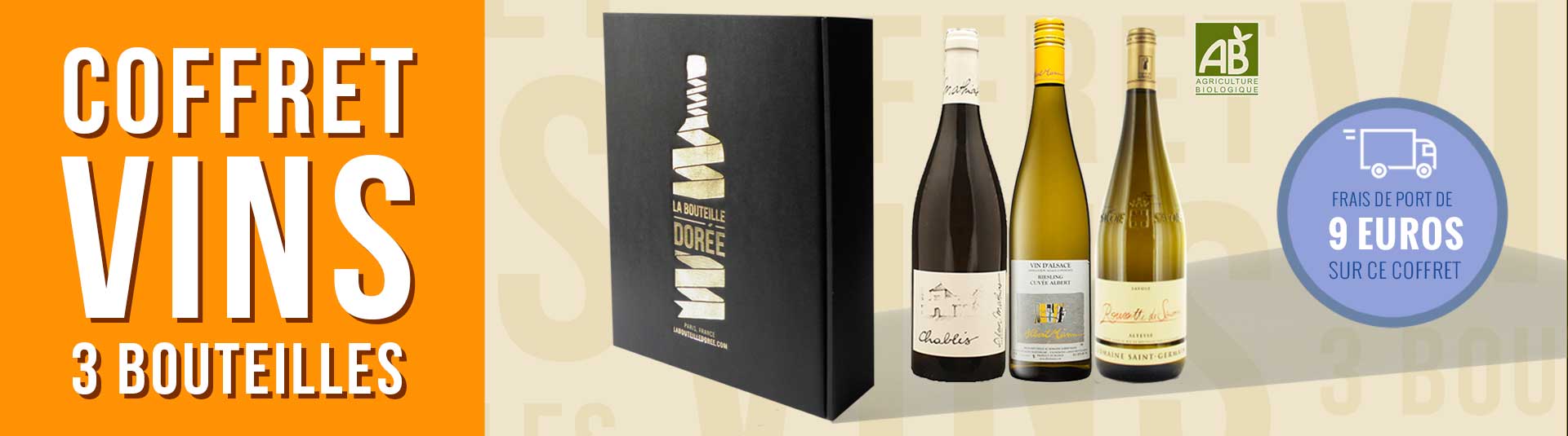 Coffret vin rouge Agriculture Biologique 3 bouteilles Coffret vin blanc Agriculture Biologique 3 bouteilles