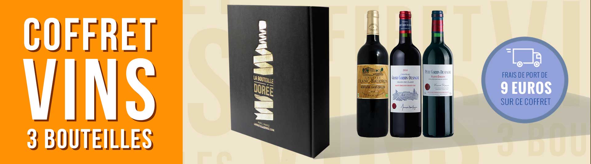 Coffret vin rouge Bordeaux Saint-Emilion 3 bouteilles Coffret vin rouge Bordeaux Saint-Emilion 3 bouteilles