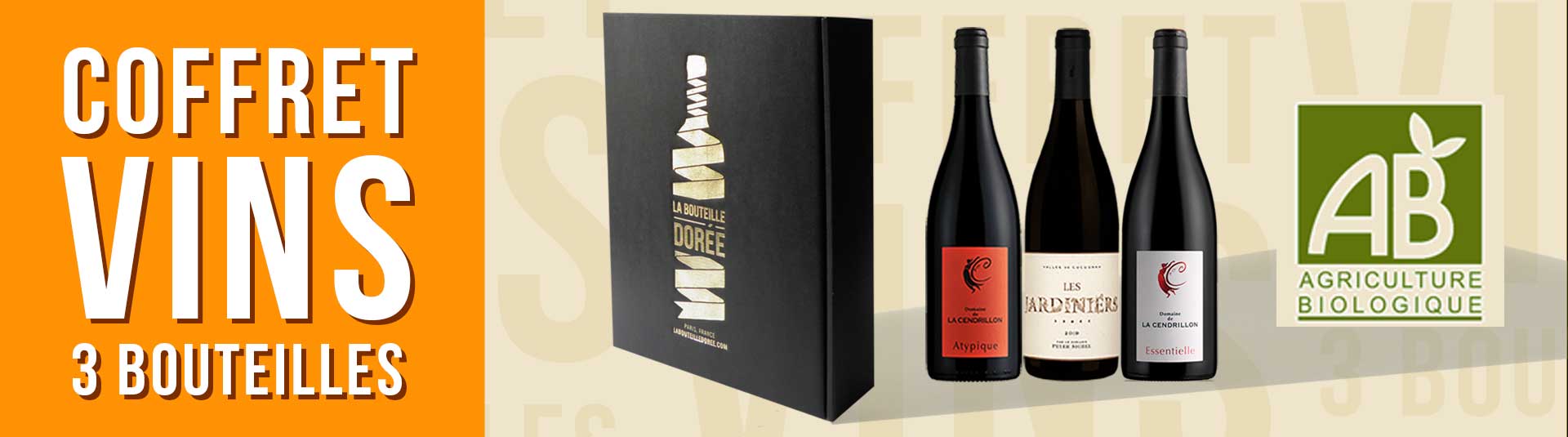 Coffret vin Languedoc Agriculture Biologique 3 bouteilles