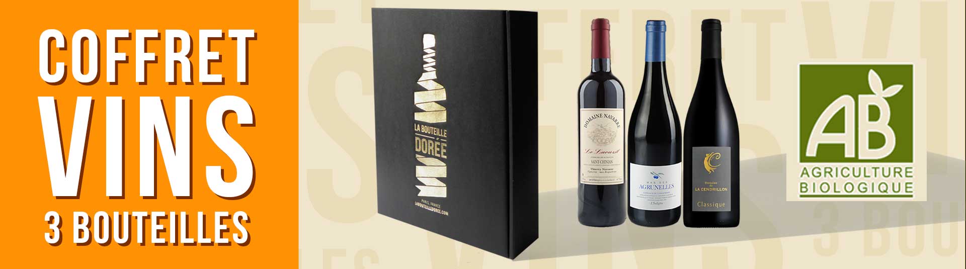 Coffret vin Languedoc Agriculture Biologique 3 bouteilles