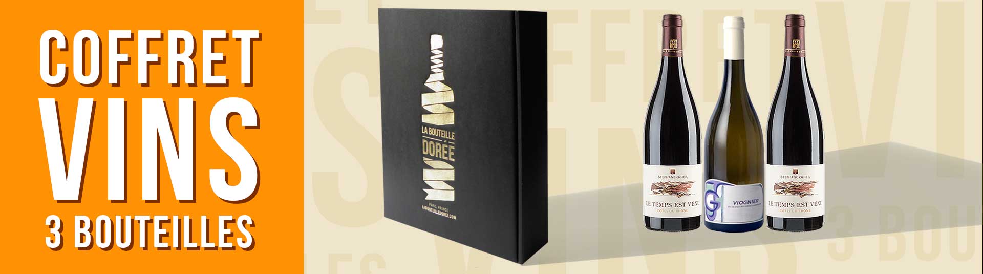coffret vin Rhône 3 bouteilles cépages Viognier et Syrah coffret vin Rhône 3 bouteilles cépages Viognier et Grenache