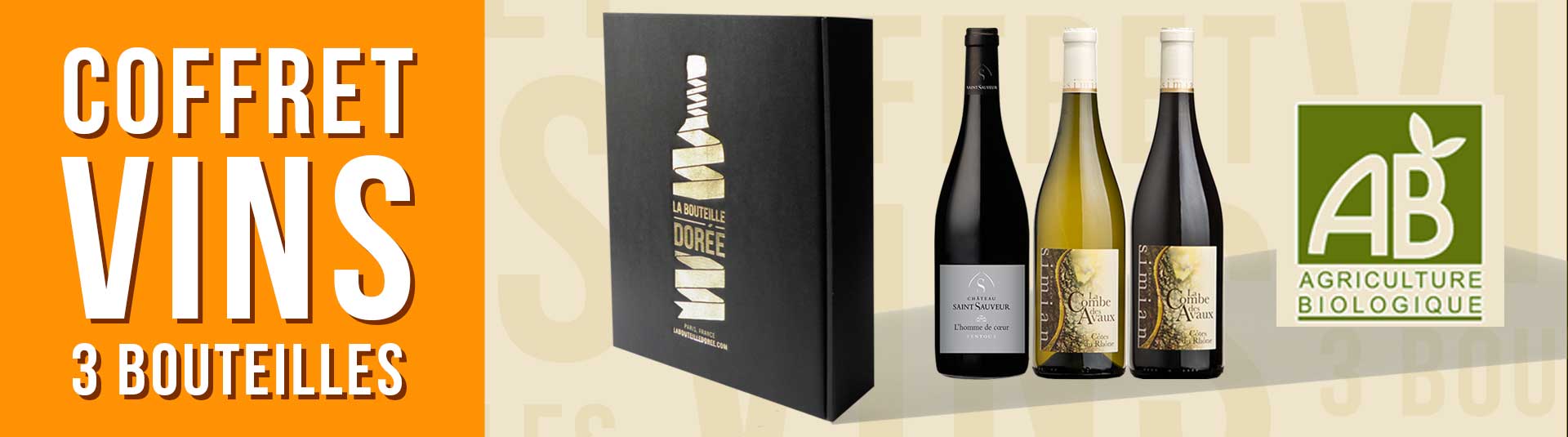 coffret vin Rhône 3 bouteilles cépages Roussanne, Grenache Noir et Grenache Blanc