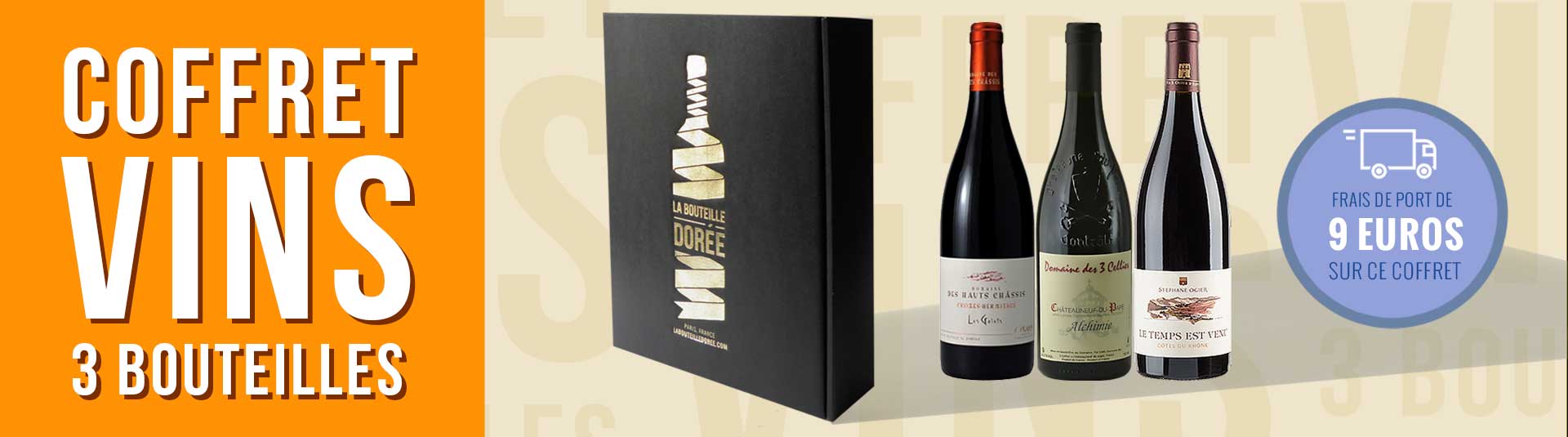 coffret vin Rhône 3 bouteilles cépages Syrah et Grenache coffret vin rouge Rhône 3 bouteilles cépages Syrah et Grenache