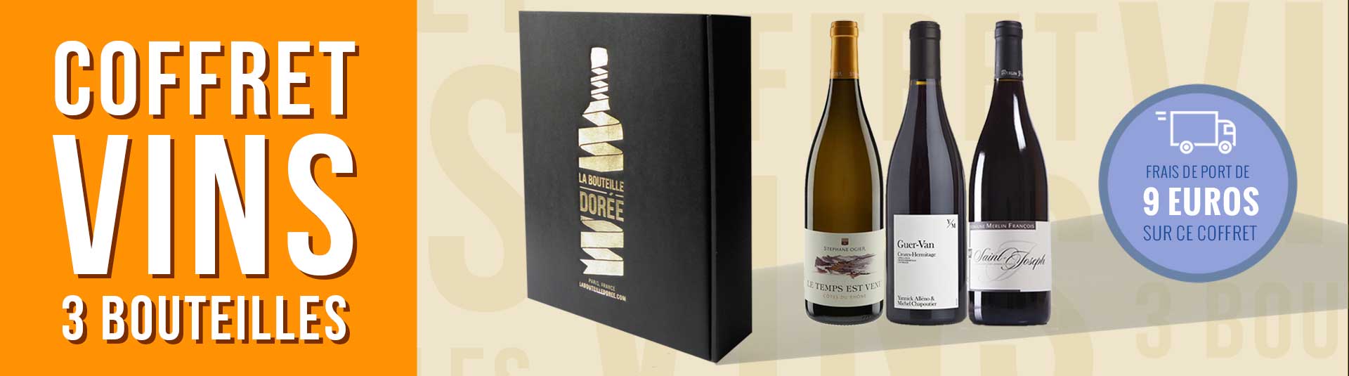 coffret vin Rhône 3 bouteilles cépages Viognier, Syrah et Grenache coffret vin Rhône 3 bouteilles cépages Syrah, Grenache et Roussanne