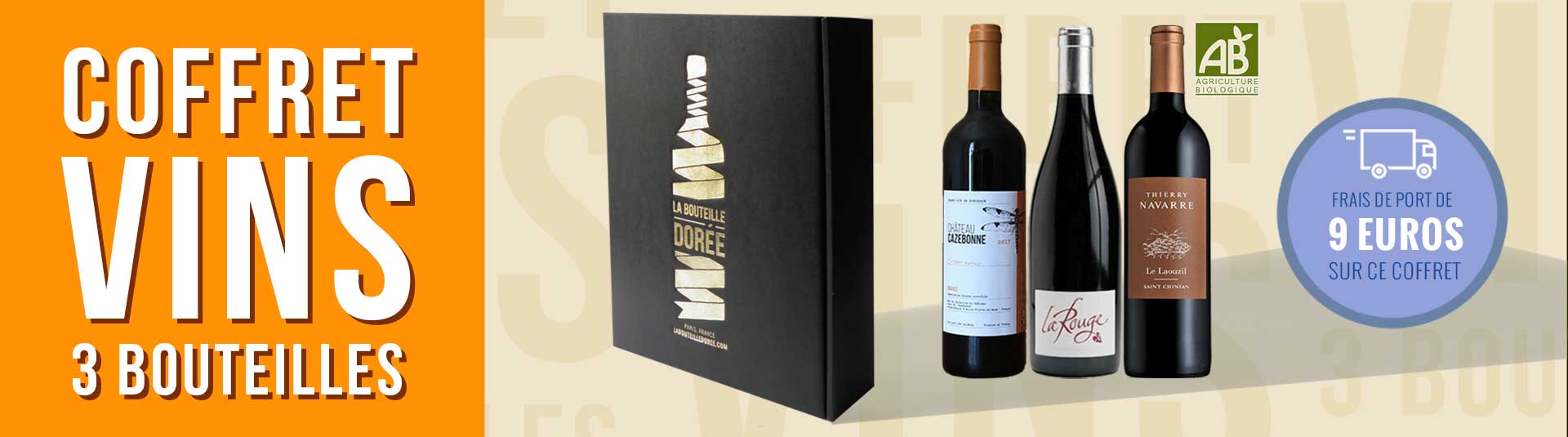 Coffret vin rouge Agriculture Biologique 3 bouteilles