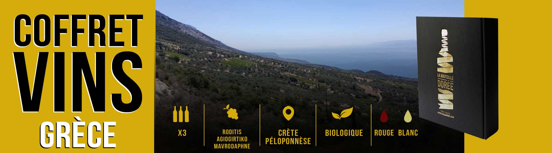 Coffret 3 bouteilles vin rosé Côtes de Provence Coffret vin Grèce BIO 3 bouteilles