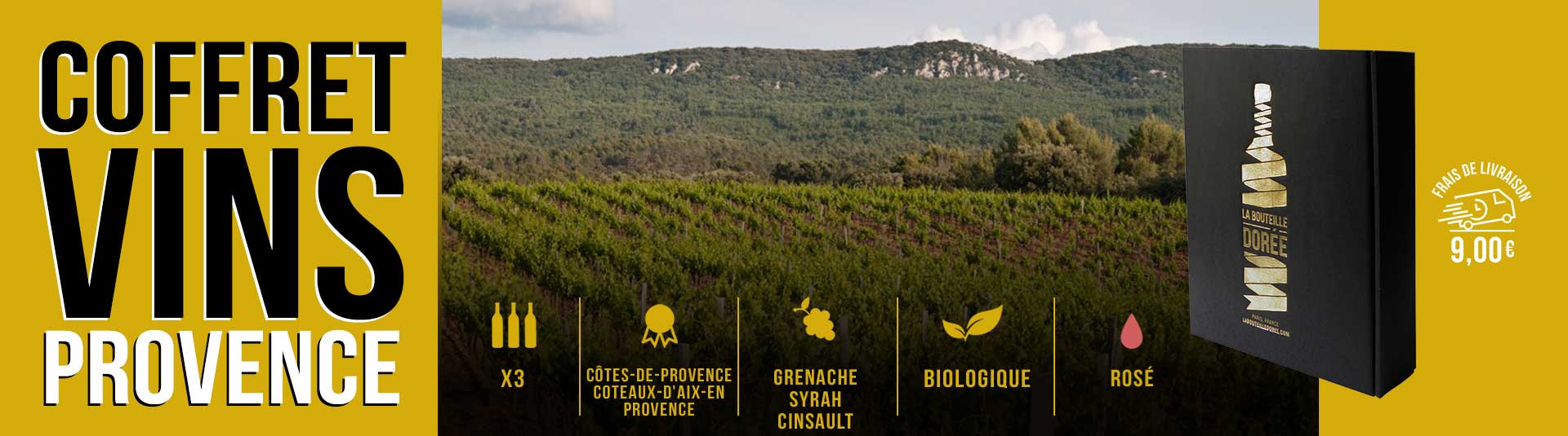 Coffret vin rosé de Provence BIO Sélection 3 bouteilles