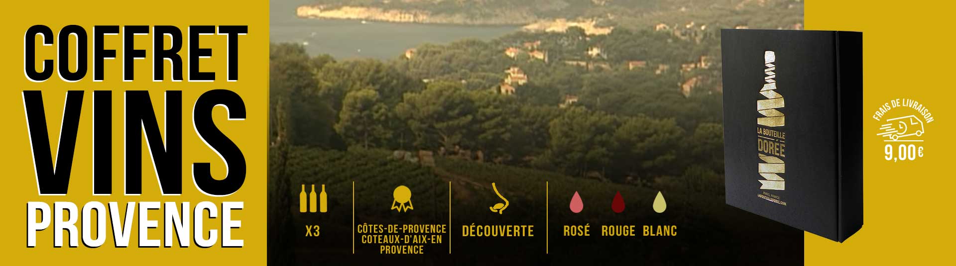 Coffret vin Provence 3 bouteilles Rosé Blanc Rouge
