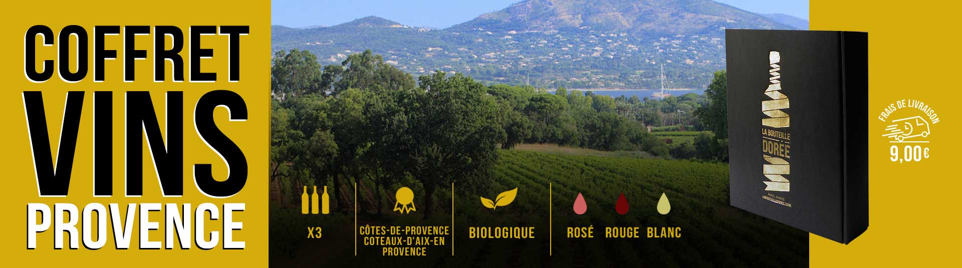 Coffret vin Provence BIO Rosé Blanc Rouge