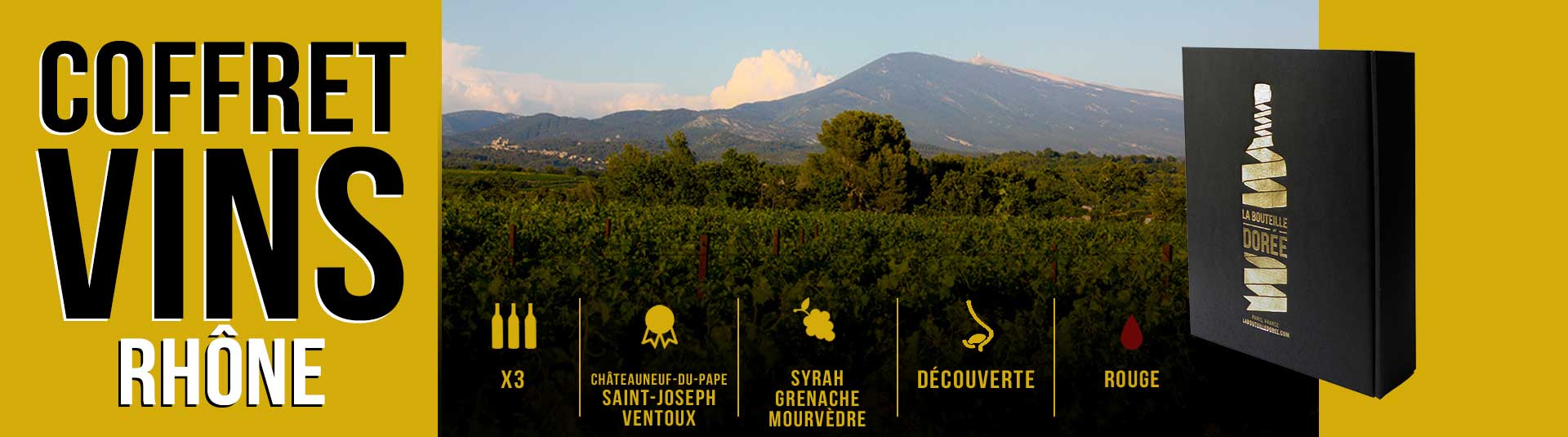 Coffret 3 bouteilles vin rosé Côtes de Provence Coffret vin rouge Rhône Sélection 3 bouteilles