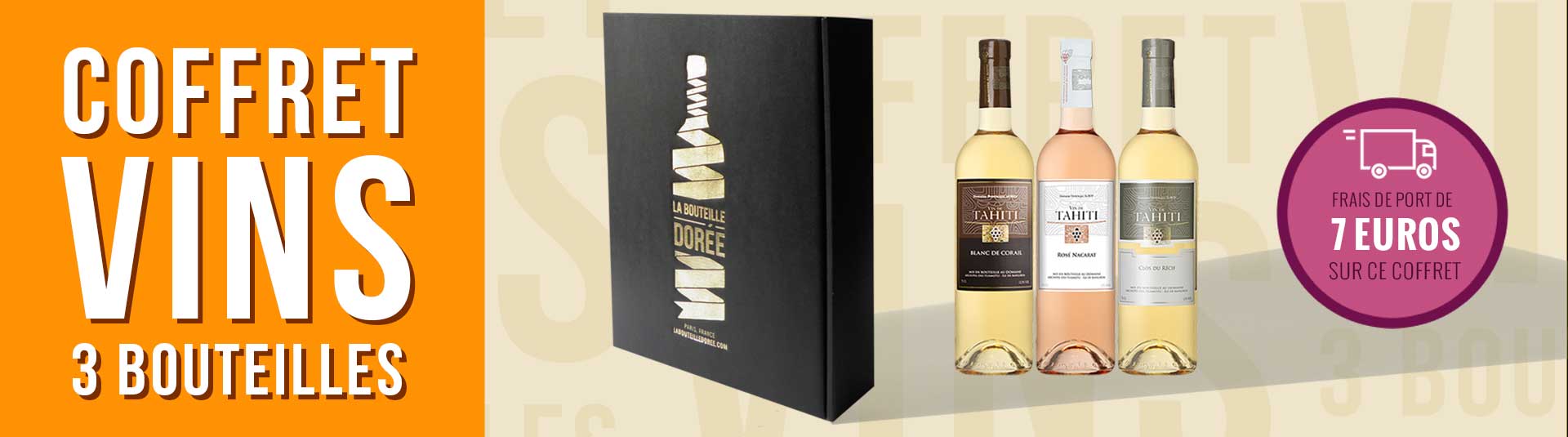 Cofffret vin blanc et rosé Tahiti 3 bouteilles