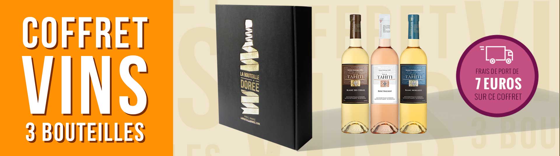 Cofffret vin blanc et rosé Tahiti 3 bouteilles