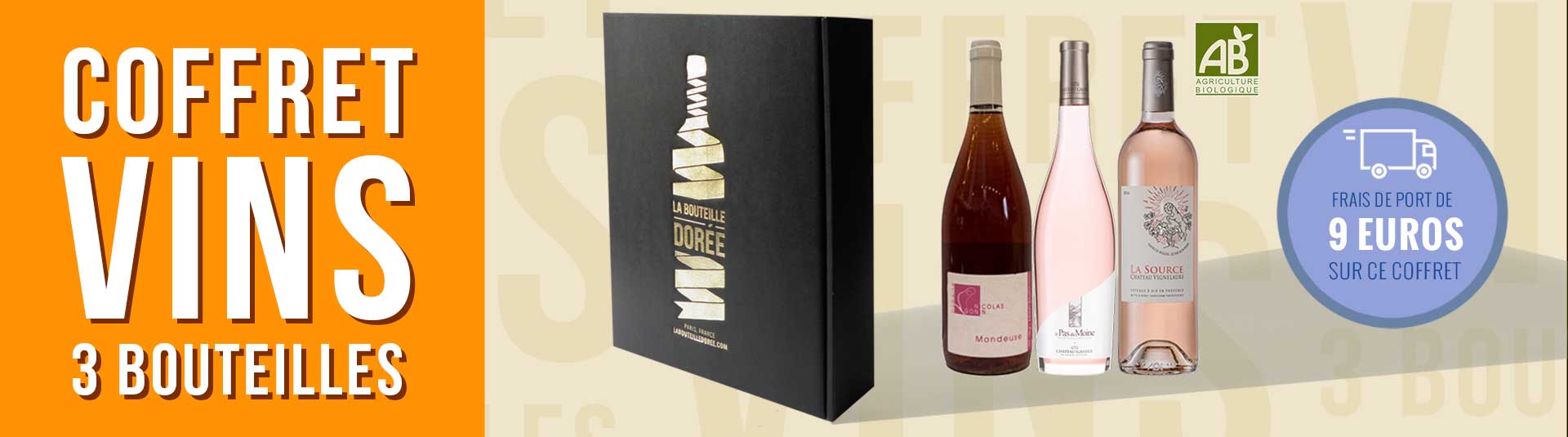 coffret vin 3 bouteilles rosés de France