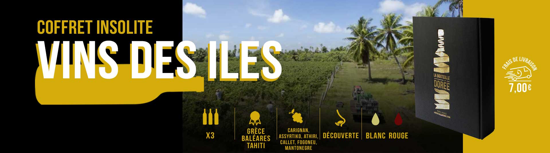 Coffret vin rouge Agriculture Biologique 3 bouteilles Coffret vin des îles rouge et blanc 3 bouteilles