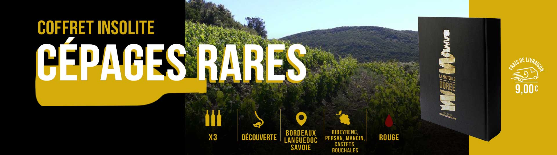 Coffret vin rouge Cépages Rares Agriculture Biologique 3 bouteilles