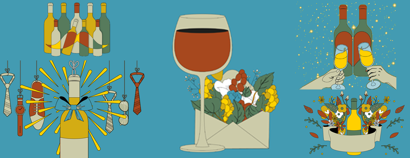 Coffret vin Fête des Mères, Fêtes des Pères et Saint-Valentin - La Bouteille Dorée