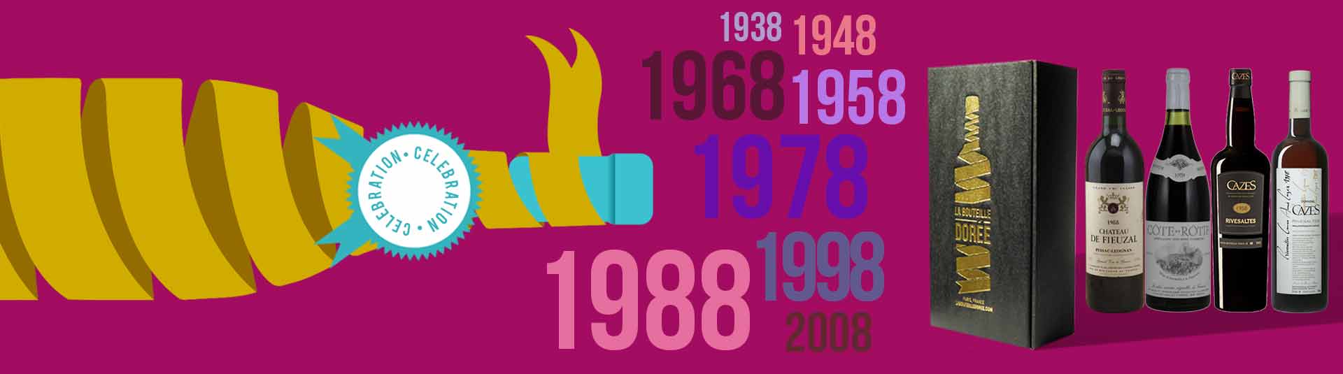 Vins de millésimes en 8 : 1928, 1938, 1948, 1958, 1968, 1978, 1988, 1998, 2008