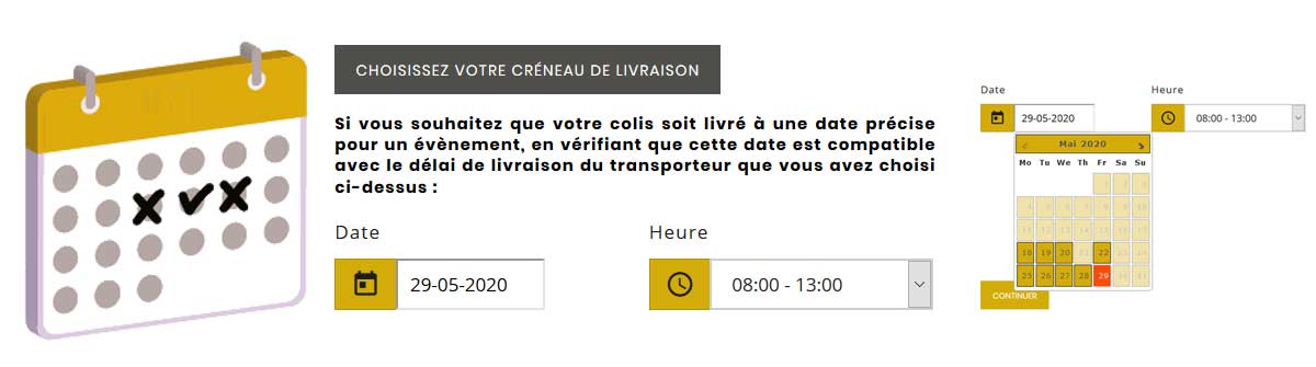 Choisir la date de livraison de vos vins et cadeaux vins